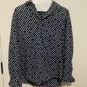 J.Crew navy/blue/white flower patterned button up